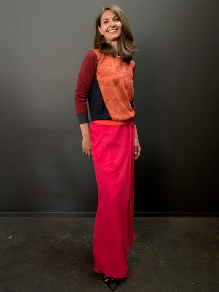 Draped Maxi Column Skirt