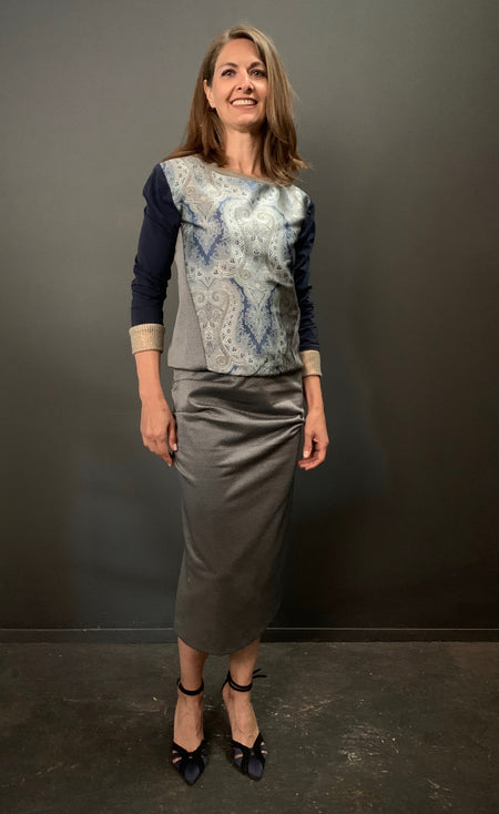 Courtney Metallic Print Jersey Skirt