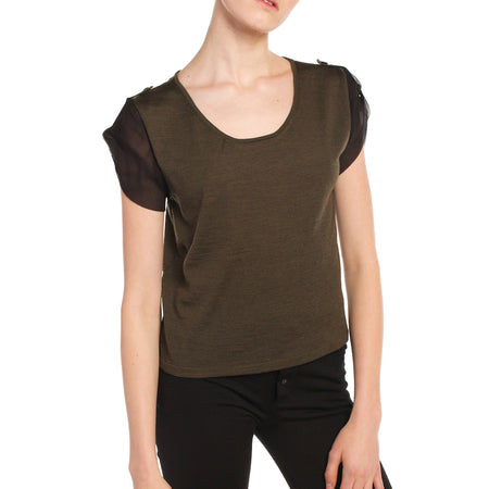 Chiffon Underlay Knit Tee