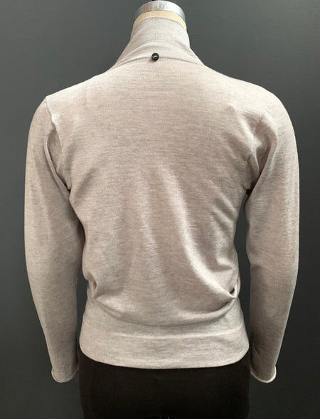 Embellished Tacked Drape Long Sleeve Cowl Neck Top