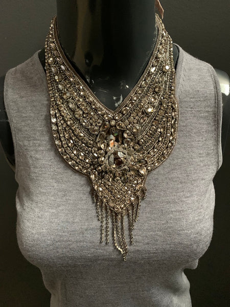 Crystal Fringe Bib Neckpiece (2 backing colour options)