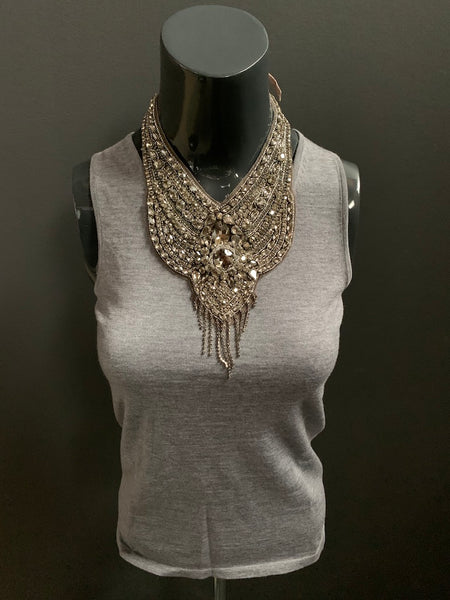 Crystal Fringe Bib Neckpiece (2 backing colour options)