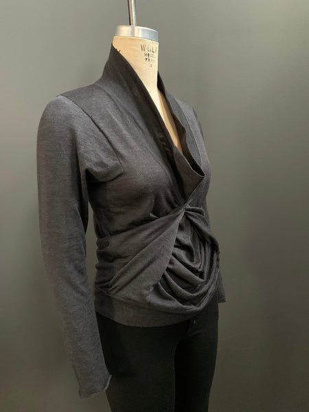 Tacked Drape Long Sleeve Cowl Neck Top (Also Available in Graphite)
