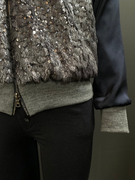 Constance Faux Fur Sequin Bomber Jacket
