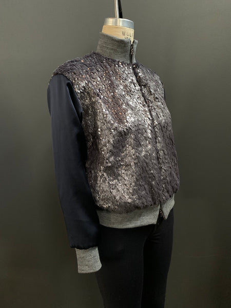 Constance Faux Fur Sequin Bomber Jacket