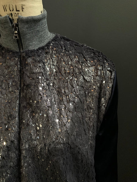 Constance Faux Fur Sequin Bomber Jacket