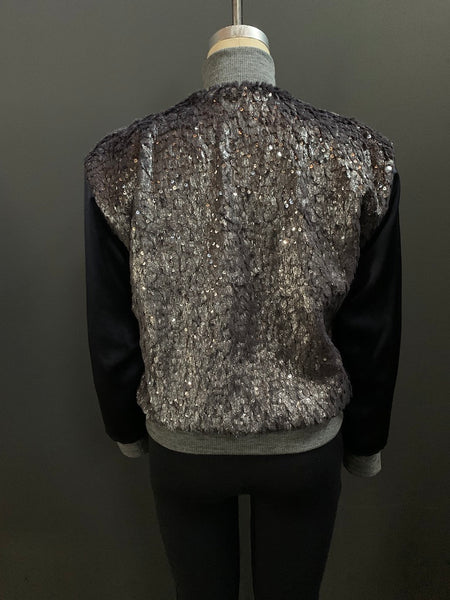 Constance Faux Fur Sequin Bomber Jacket