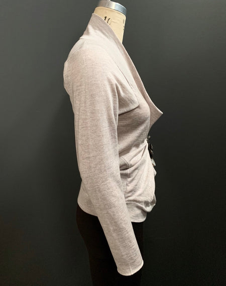 Embellished Tacked Drape Long Sleeve Cowl Neck Top