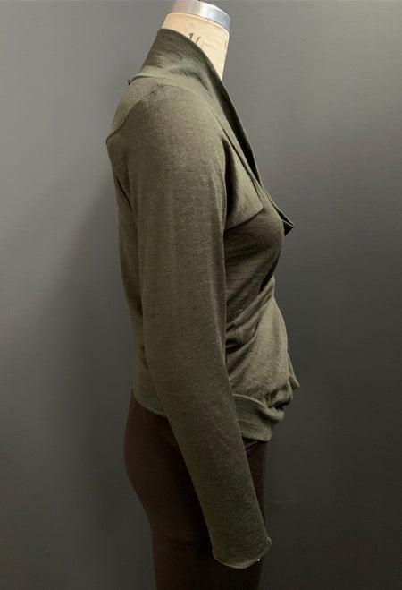 Tacked Drape Long Sleeve Cowl Neck Top (Also Available in Graphite)