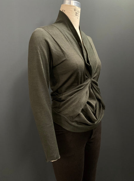 Tacked Drape Long Sleeve Cowl Neck Top (Also Available in Graphite)