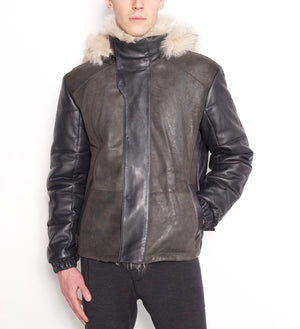 Joel- Quilted Back Bomber Jacket with Removable Fur Trim/Lined Hood
