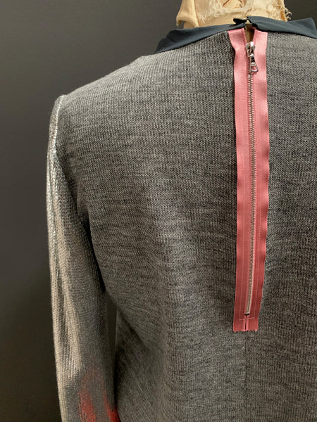 Bespoke Paisley Laminated Cut Knit Birdseye Jersey Sweatshirt- L