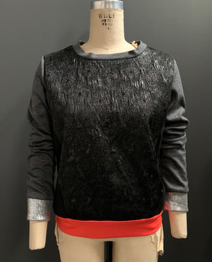 Bespoke Lurex Brocade Jersey Sweatshirt- M