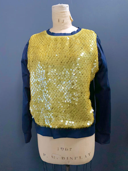 Fishscale Sequin Sateen Stretch Sweatshirt- XL