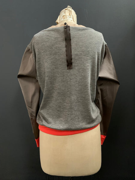 Bespoke Faux Fur Silk/Knit Sweatshirt- XL