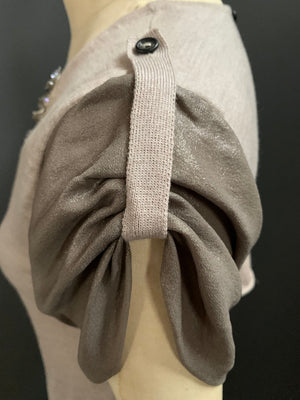 Embellished Chiffon Underlay Knit Tee (Varying Contrast Chiffon Available)
