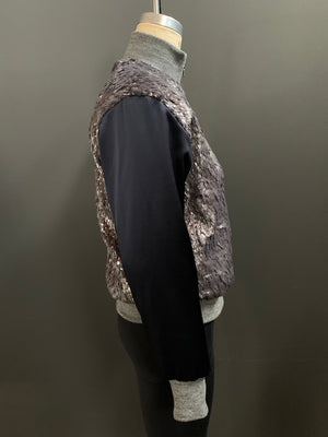 Constance Faux Fur Sequin Bomber Jacket
