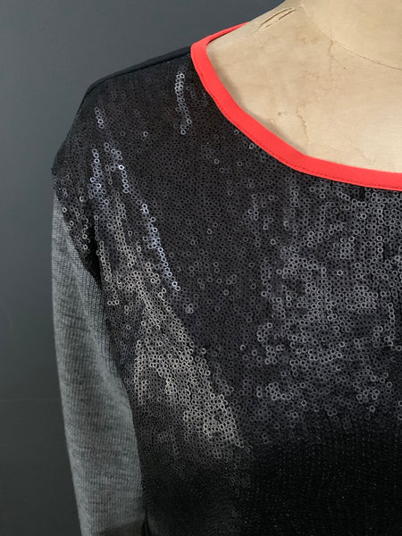 Bespoke Matte Sequin Birdseye Viscose Jersey Sweatshirt- L/XL