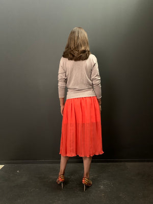 Technical Stretch Silk Flared Pleat Skirt