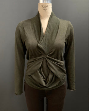 Tacked Drape Long Sleeve Cowl Neck Top (Also Available in Graphite)