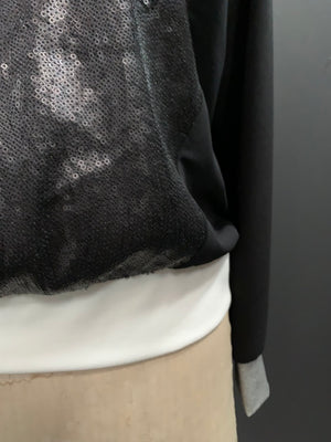 Bespoke V-neck Sequin Jersey Sweatshirt- M